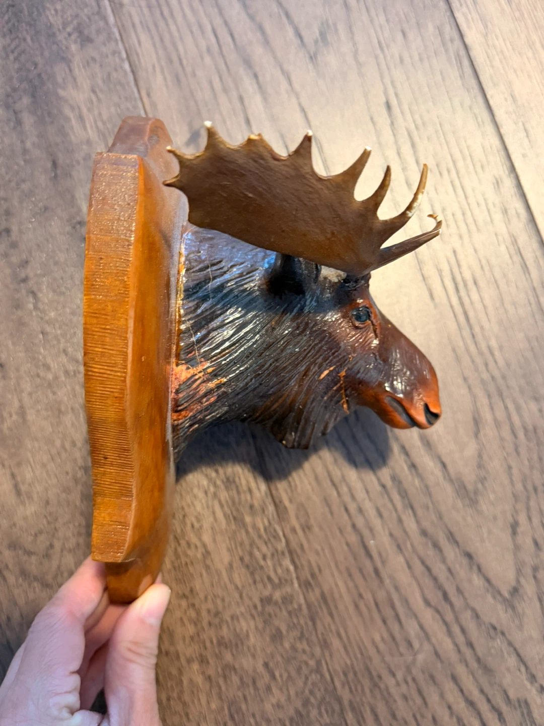$10 for both!! Large Wooden Clock & Wooden Moose Head Wall Mount - photo 5