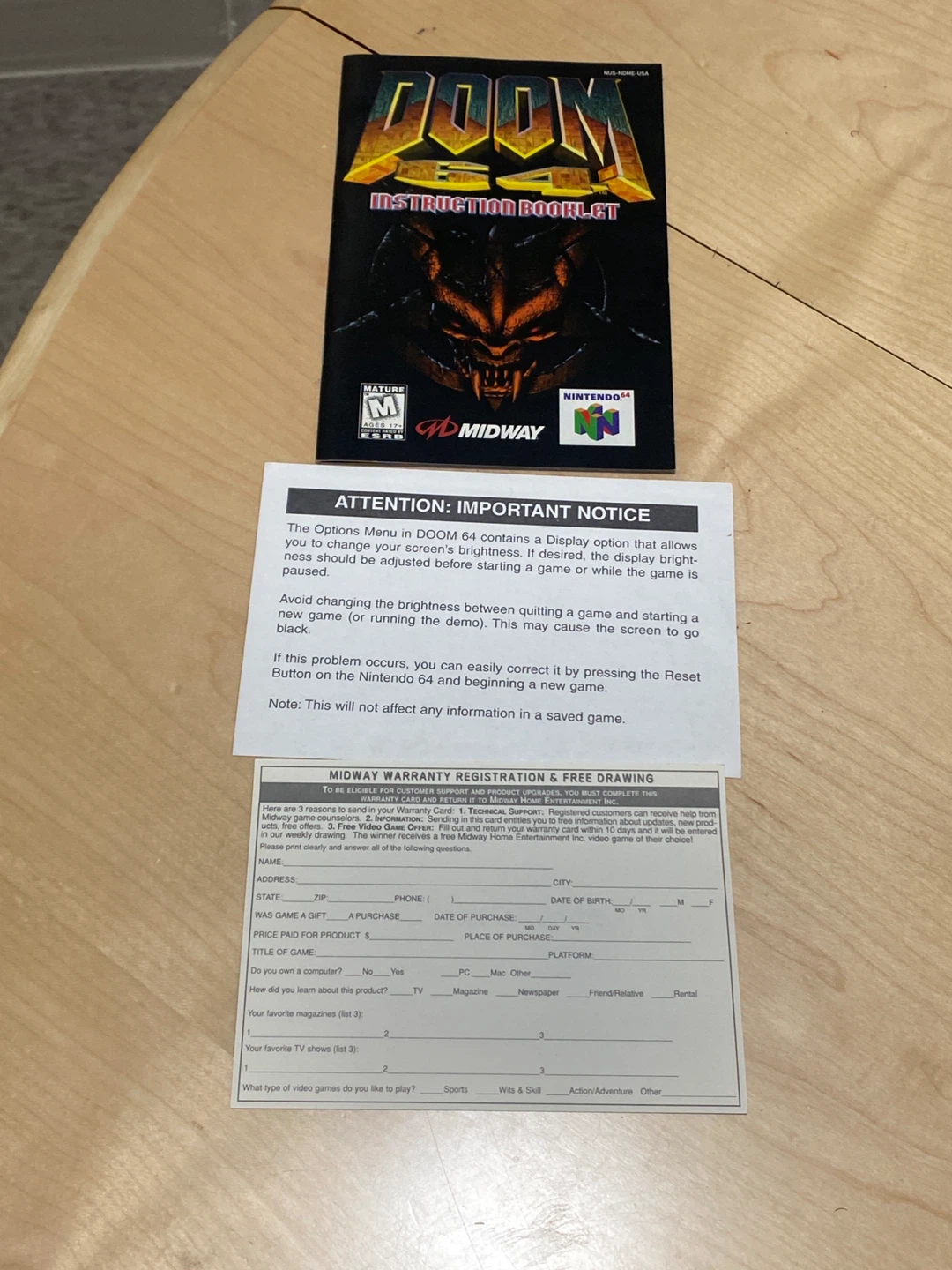 Doom 64 Nintendo 64 Game Cartridge