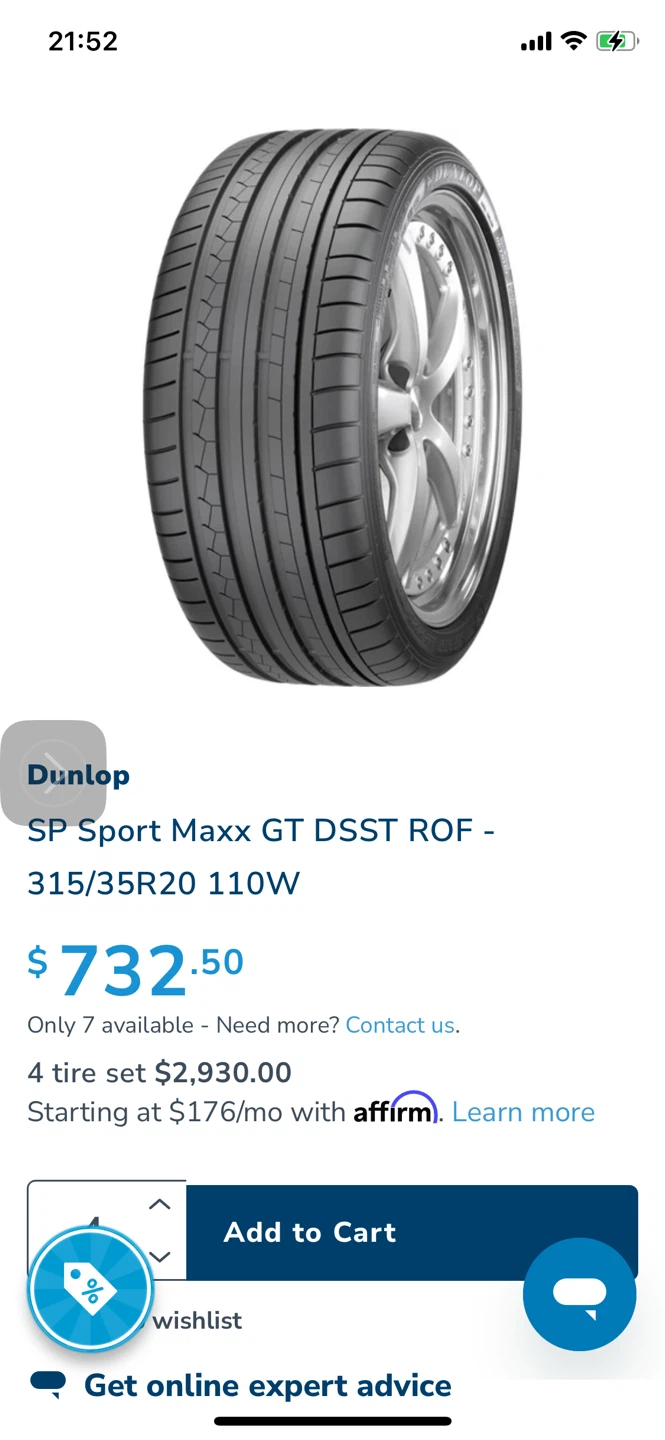 bmw x5 Dunlop SP Sport Maxx GT DSST ROF Tire - photo 3