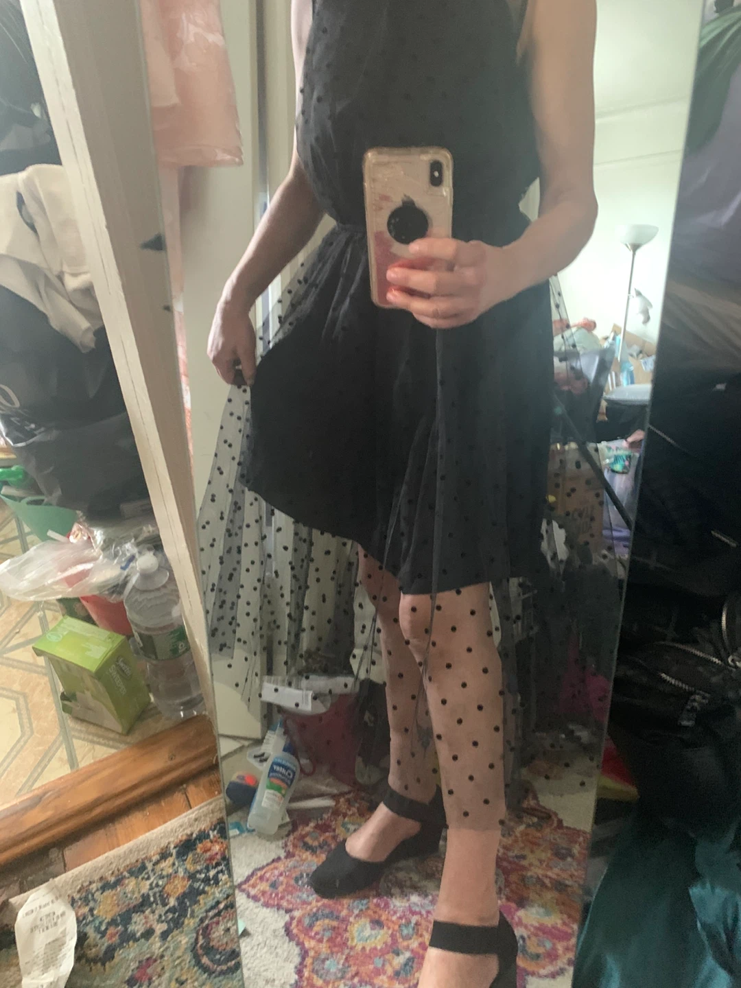 Draper James RSVP Black Polka Dot Dress Size S