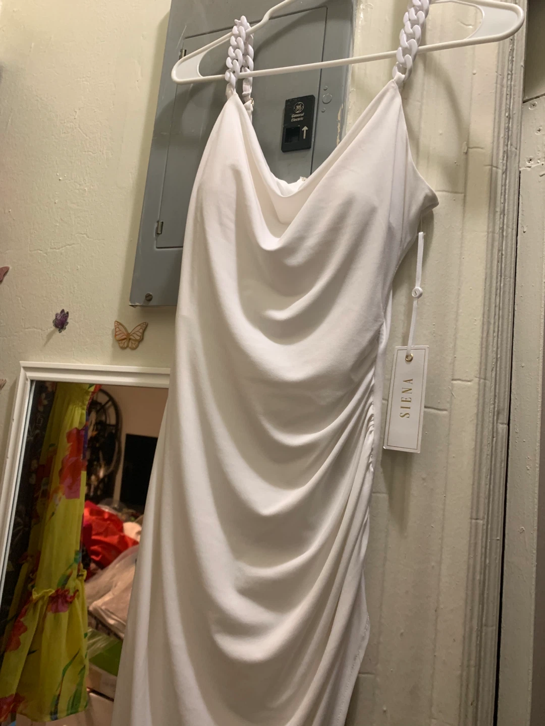 Siena White Ruched Dress Size 0