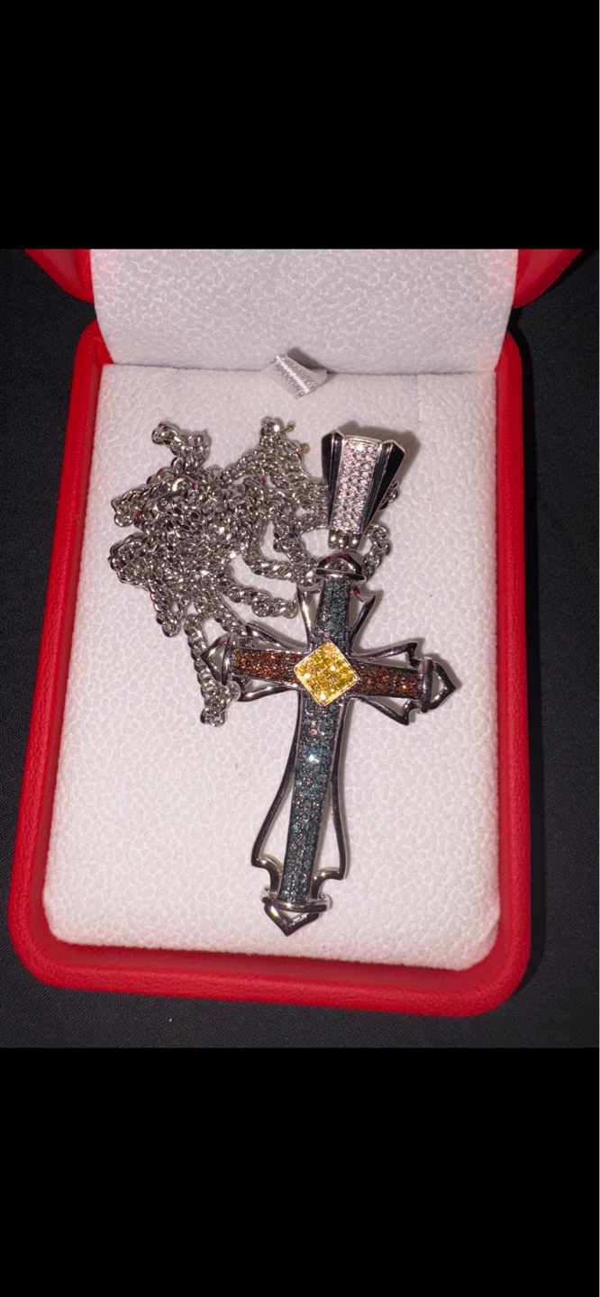 10k White gold cross & chain - photo 2