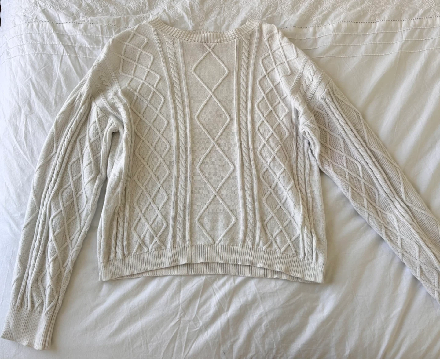 Edikted Cream Cable Knit Sweater