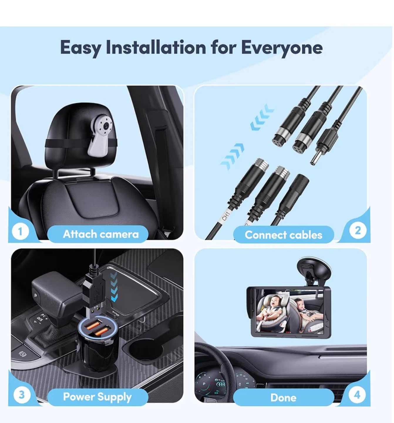 Baby Car Camera Dual Monitor - 7 Inch HD Night Vision 2BC - photo 4