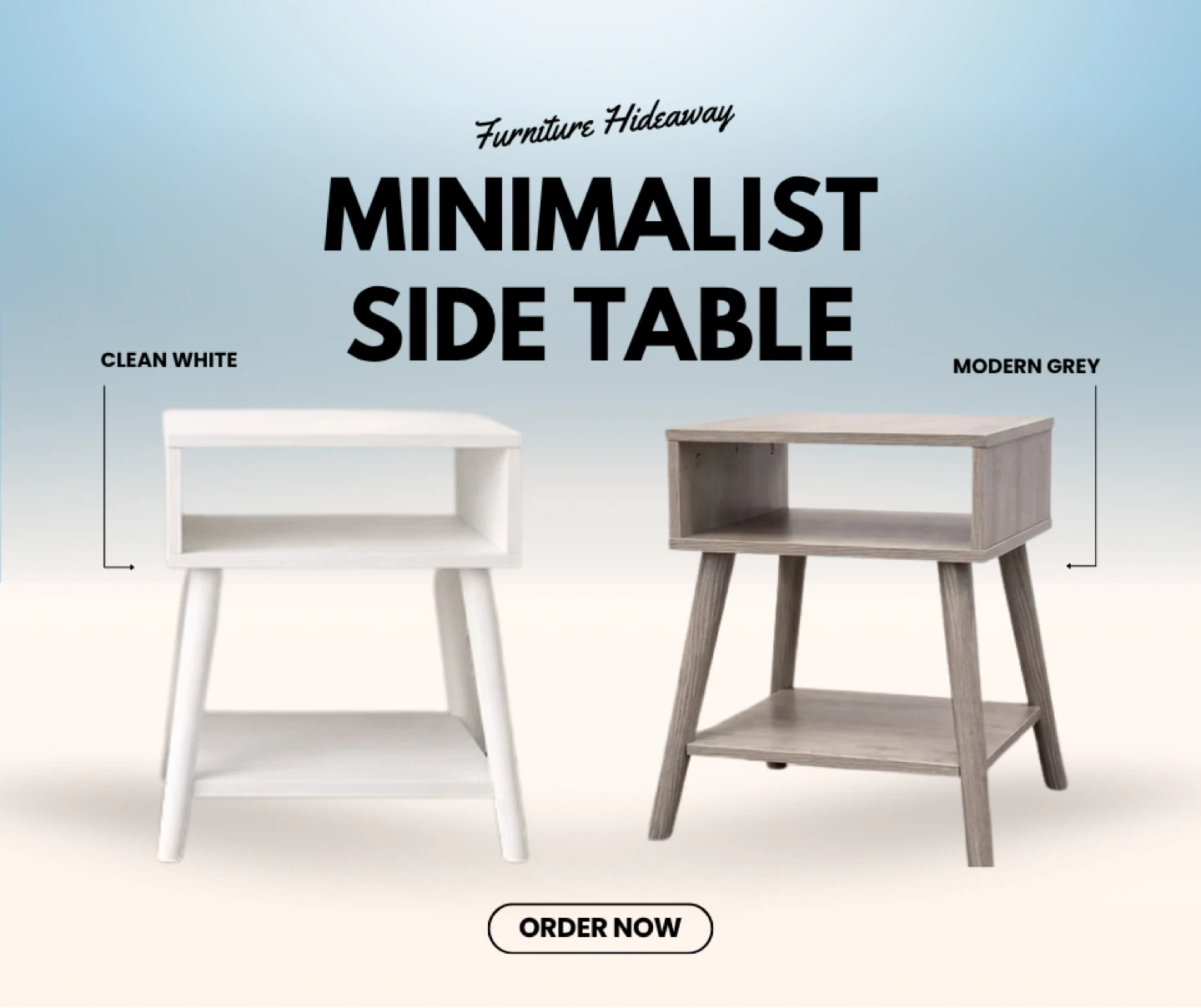 Modern End Table – Available in White or Grey – $149