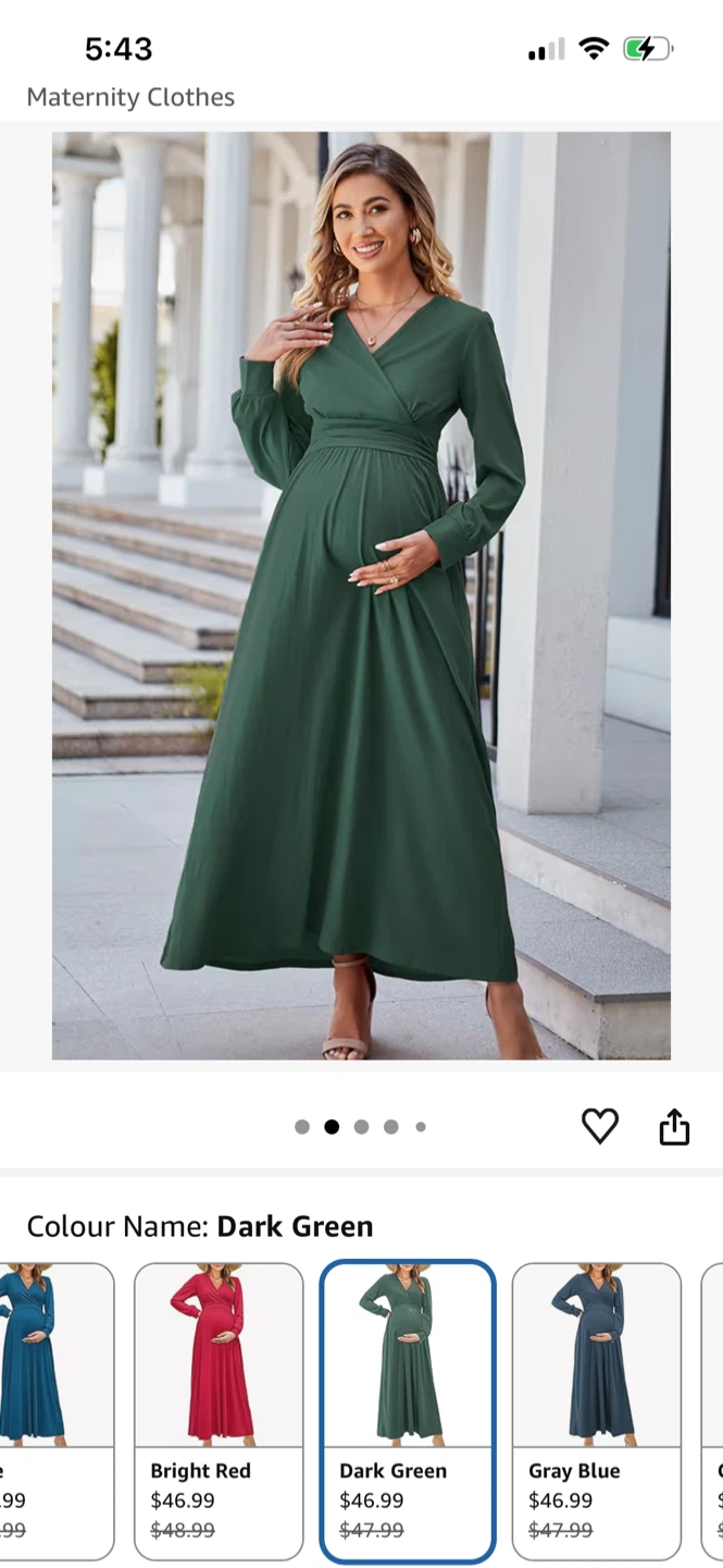 OUGES Maternity Dress Dark Green XXL - photo 5