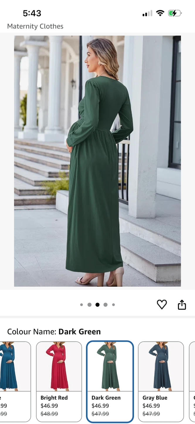 OUGES Maternity Dress Dark Green XXL - photo 4