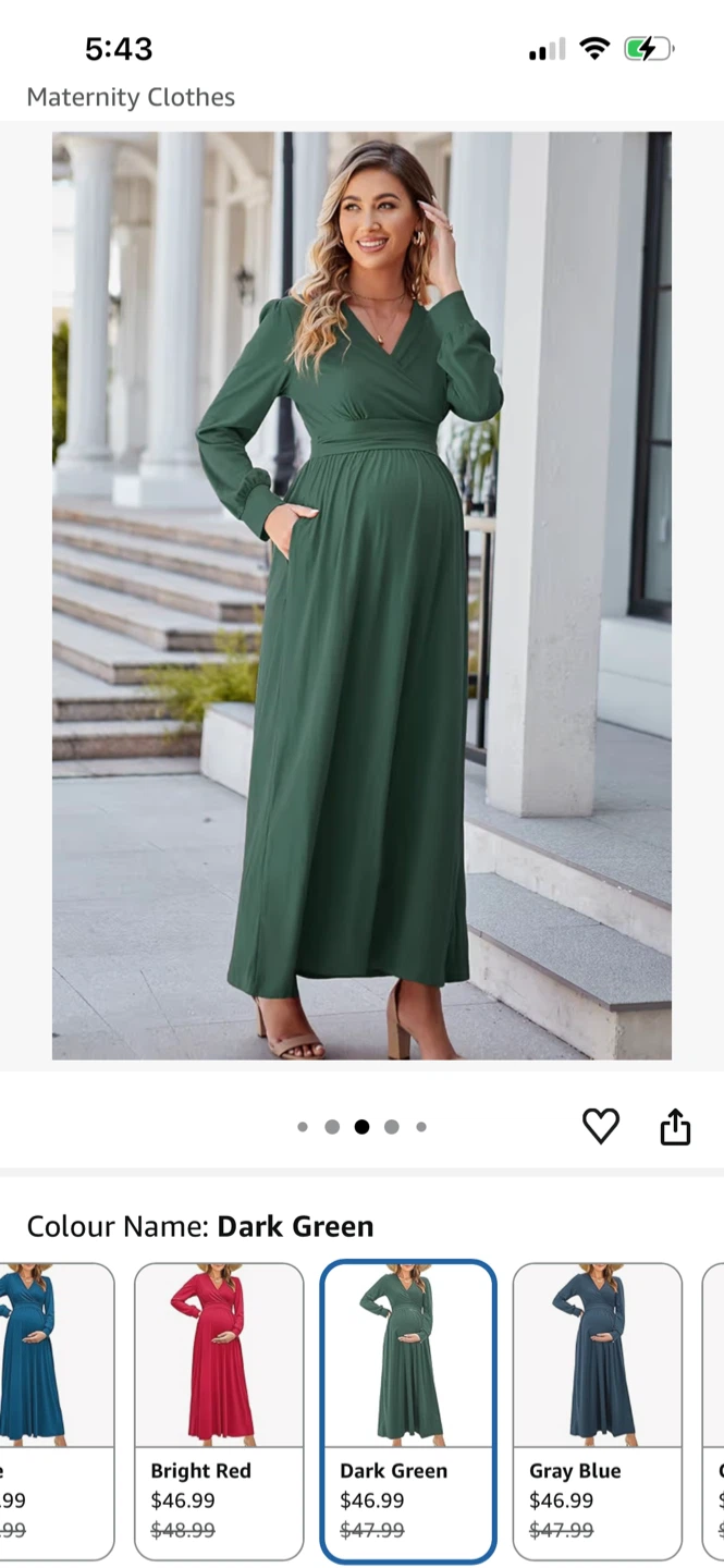 OUGES Maternity Dress Dark Green XXL