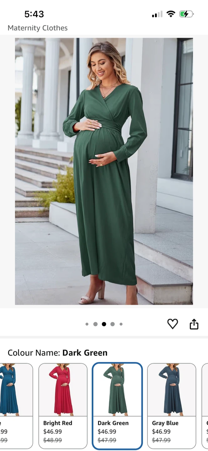 OUGES Maternity Dress Dark Green XXL - photo 3