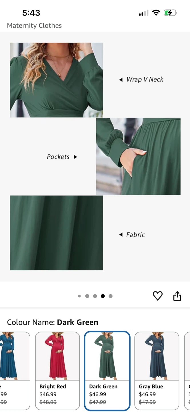 OUGES Maternity Dress Dark Green XXL - photo 2