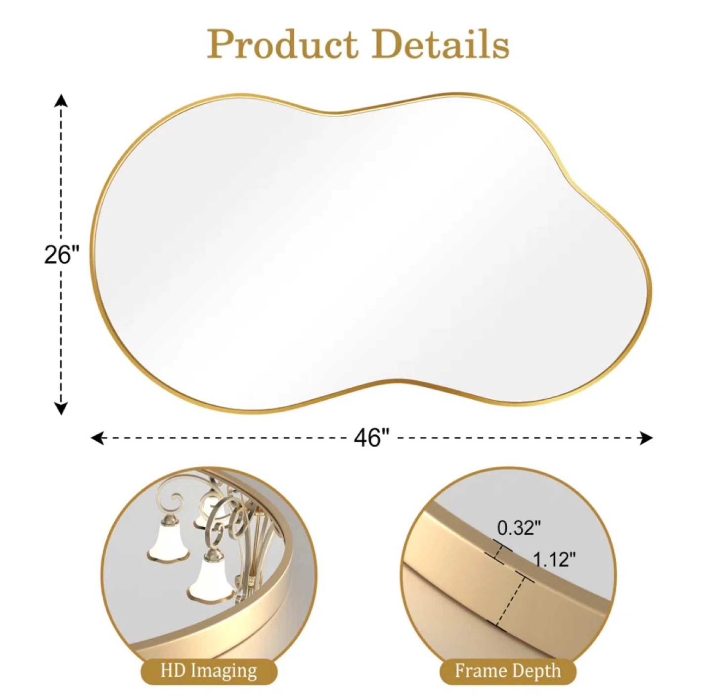 BNIB Asymmetrical Mirror in Gold Frame - photo 2