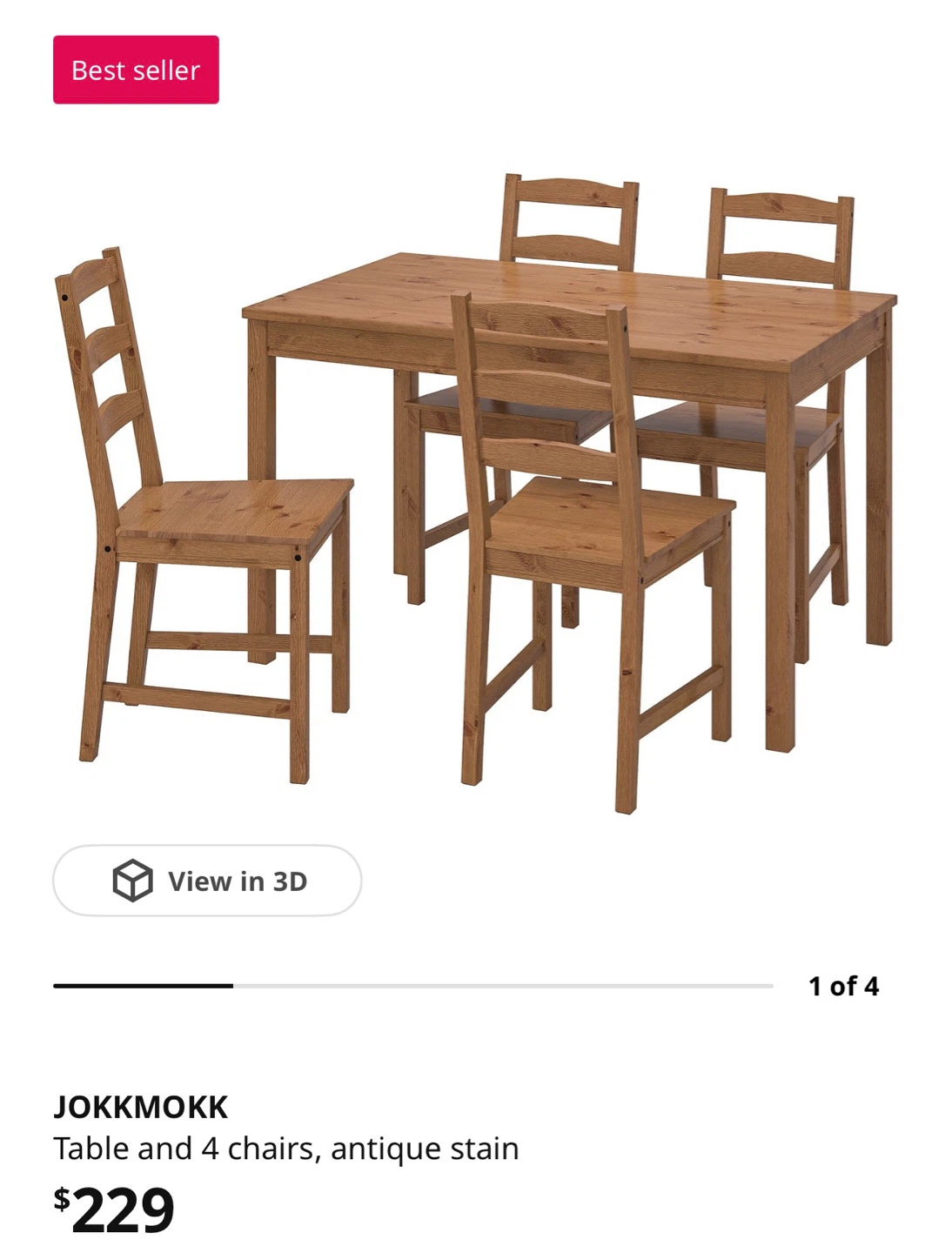 IKEA JOKKMOKK Table and 4 Chairs - Antique Stain - photo 5