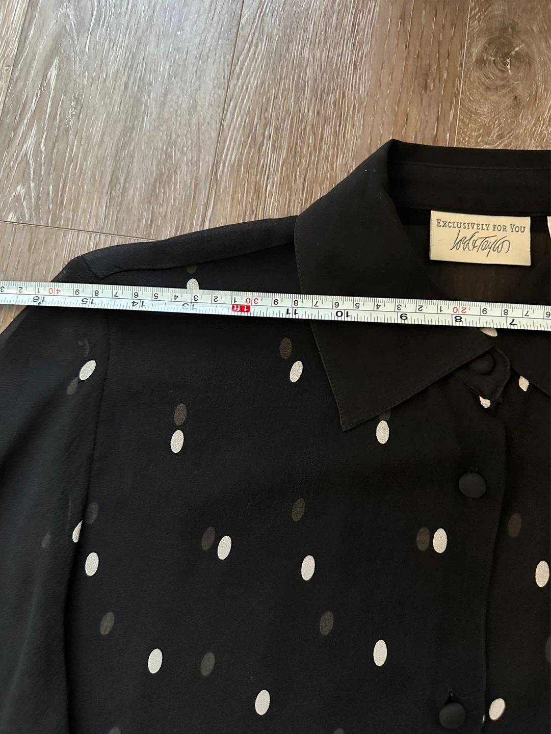 Vintage Lord&Taylor Black Polka Dot Sheer Blouse Size 4 - photo 4