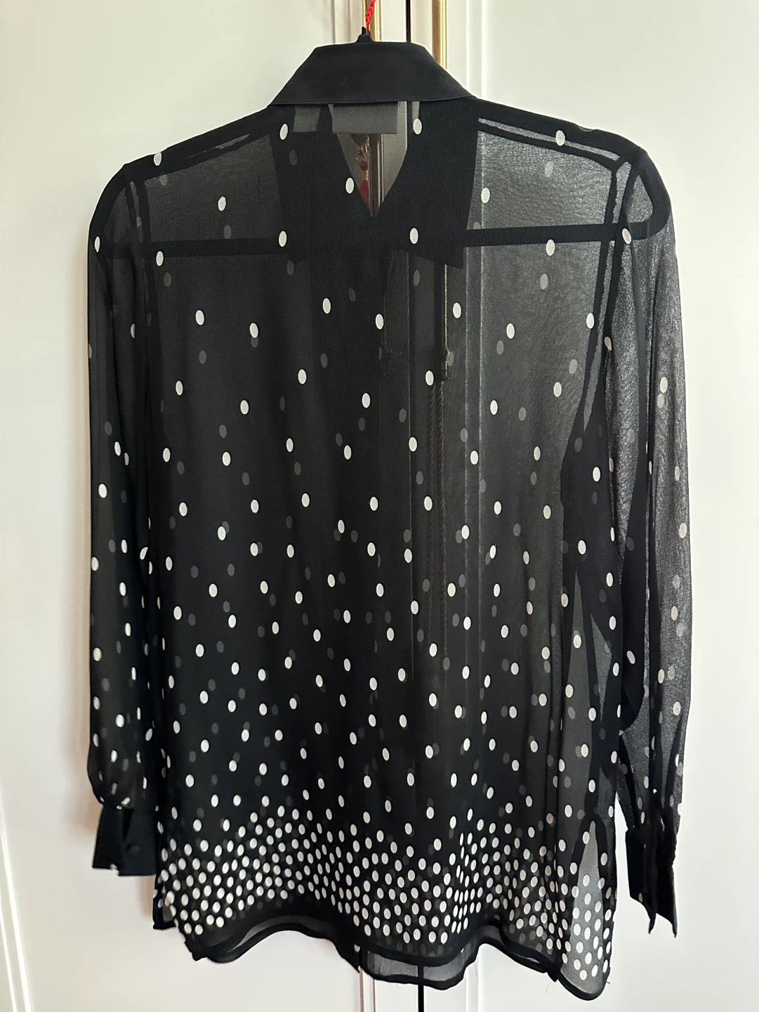 Vintage Lord&Taylor Black Polka Dot Sheer Blouse Size 4 - photo 2
