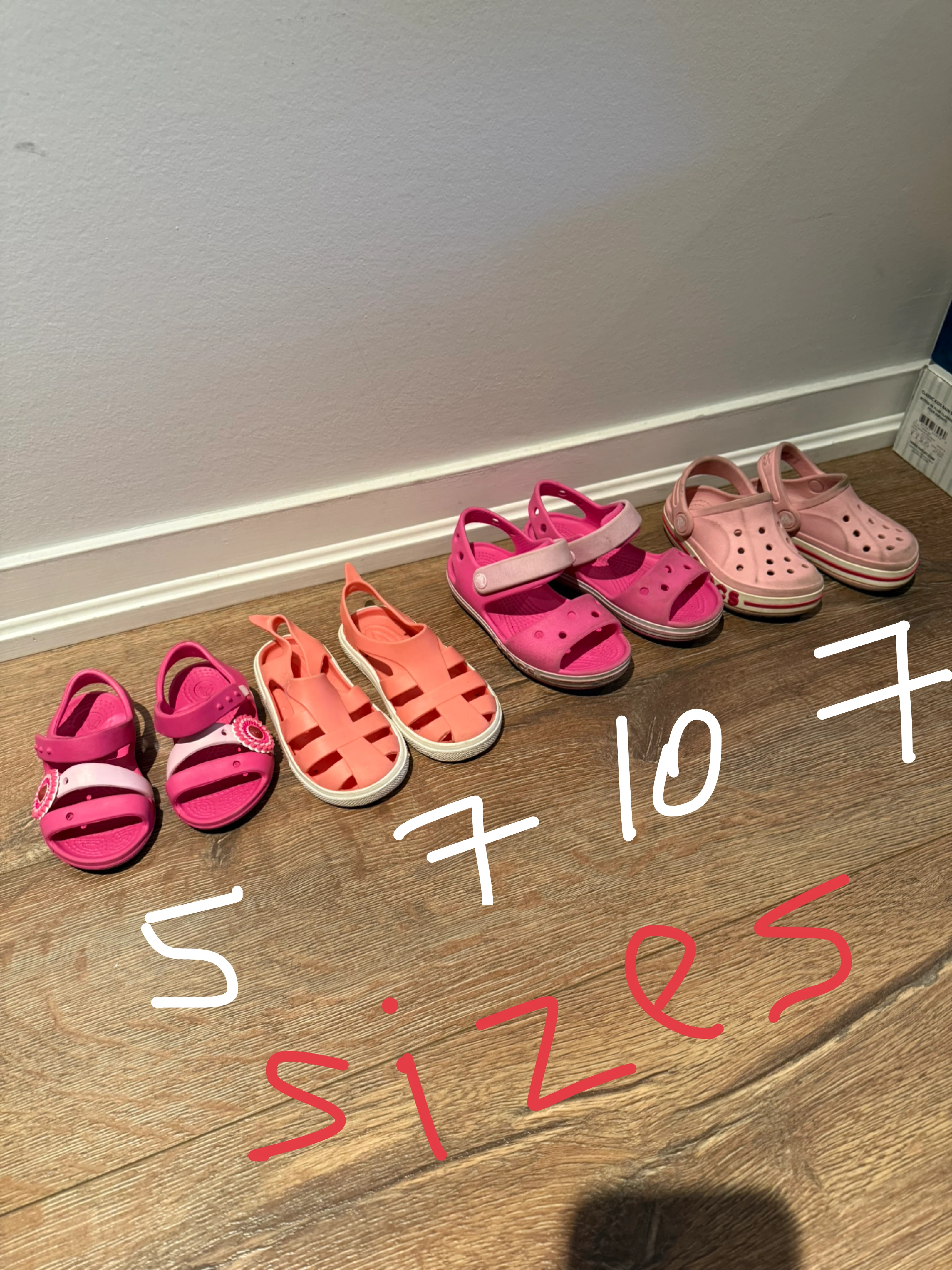 Kids' Pink Sandals and Crocs Bundle - Sizes 5-10