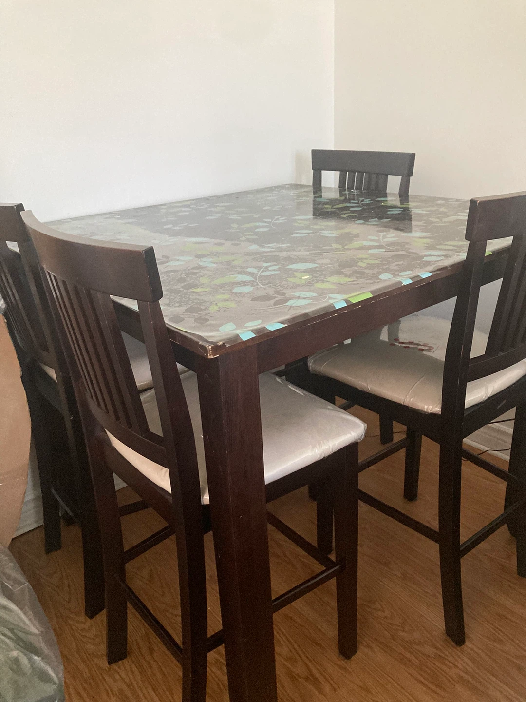 Bar height Dining Set with Padded Chairs