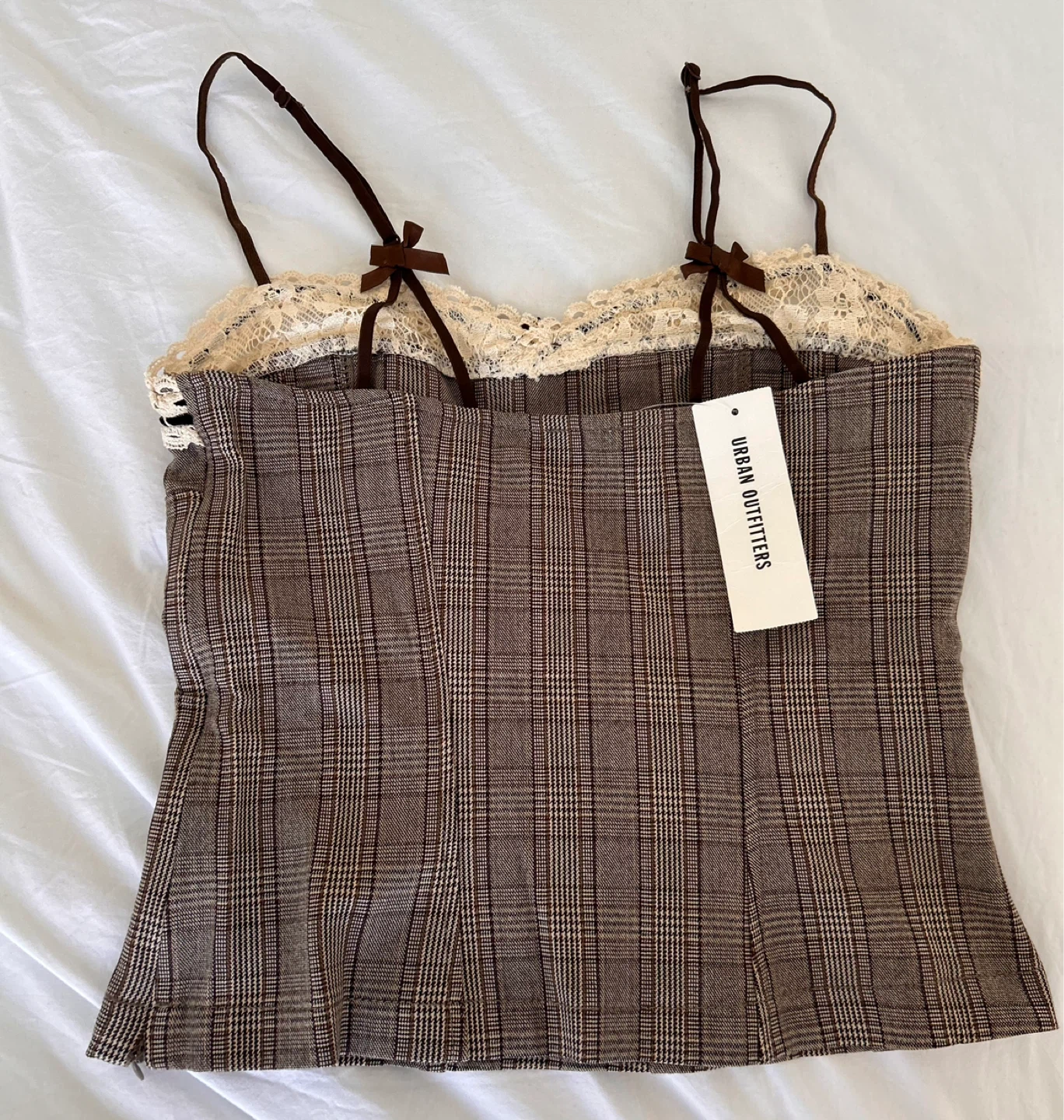 Urban Outfitters Plaid Lace Trim Camisole Top - photo 2
