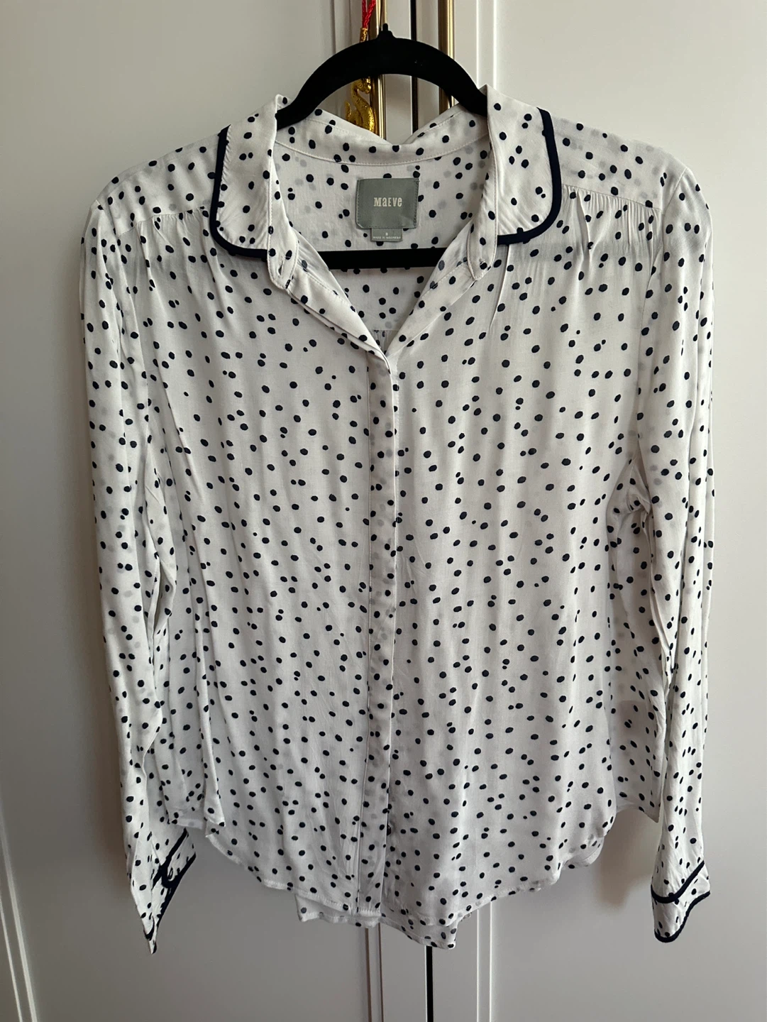 Maeve Polka Dot Button-Up Blouse Size 8