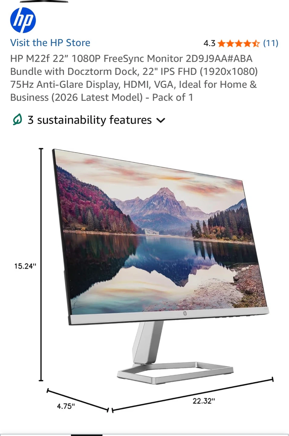 HP Monitor - M22f 22" FHD FreeSync - photo 3