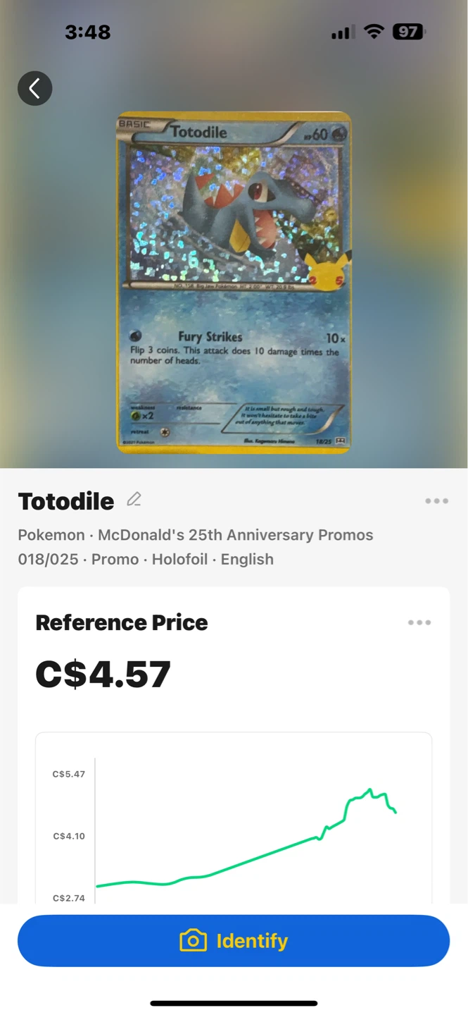 Pokemon Totodile McDonald's 25th Anniversary Holofoil Card