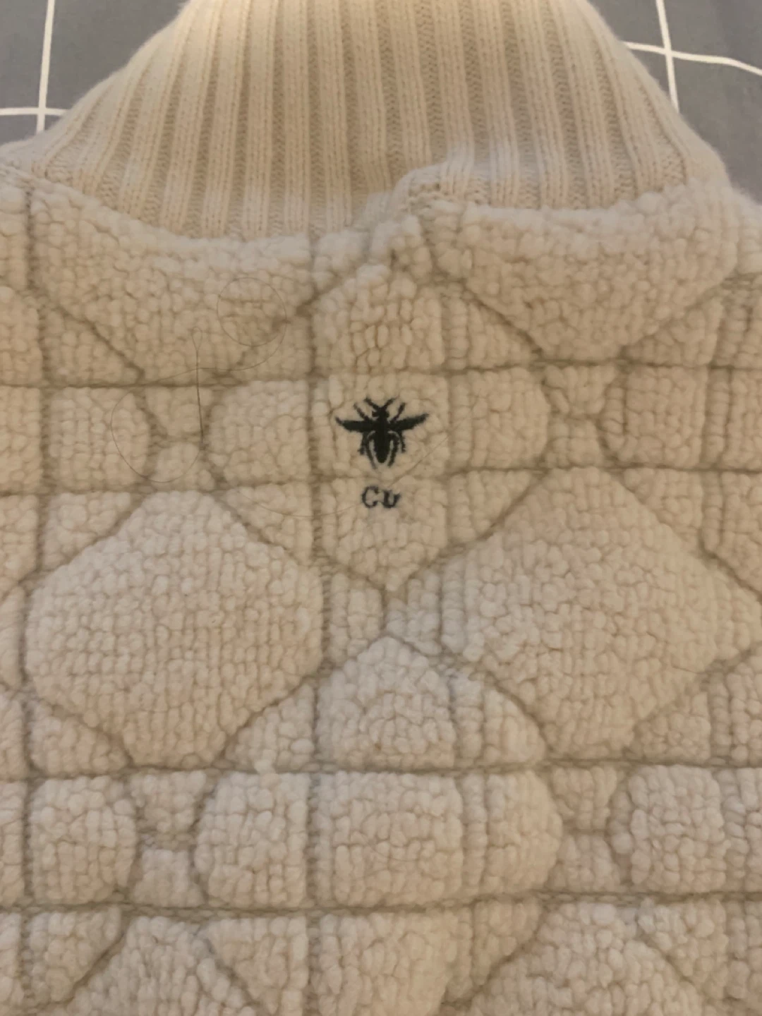 DIOR Macrocannage Zipped Cardigan -Ecru Wool-Cashmere-Blend Knit - photo 3