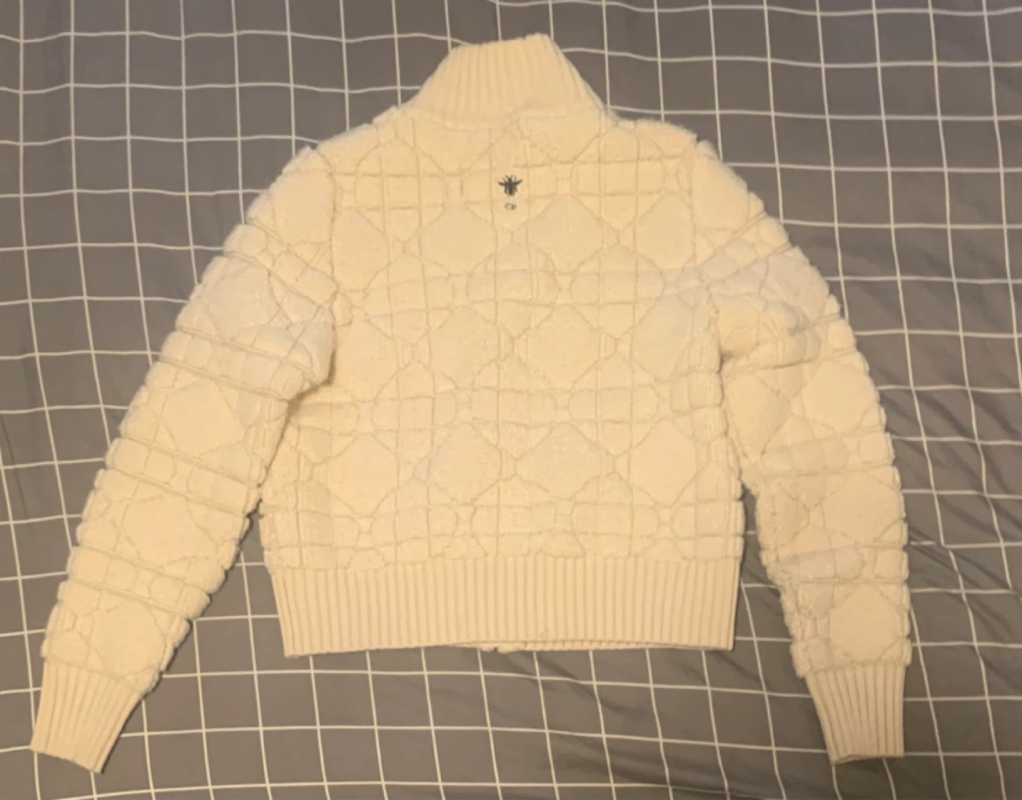 DIOR Macrocannage Zipped Cardigan -Ecru Wool-Cashmere-Blend Knit - photo 2
