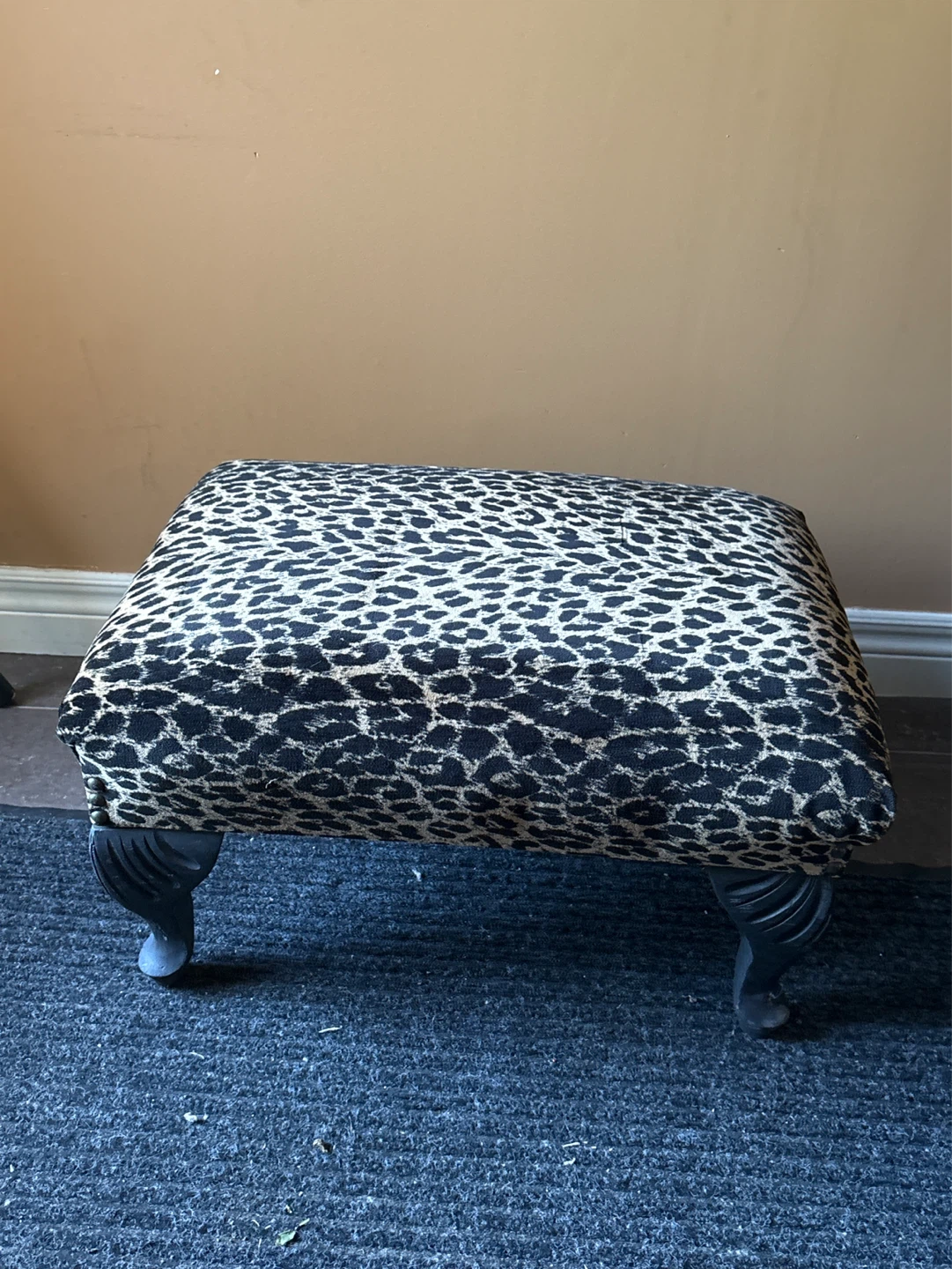 Leopard Print Ottoman Footstool