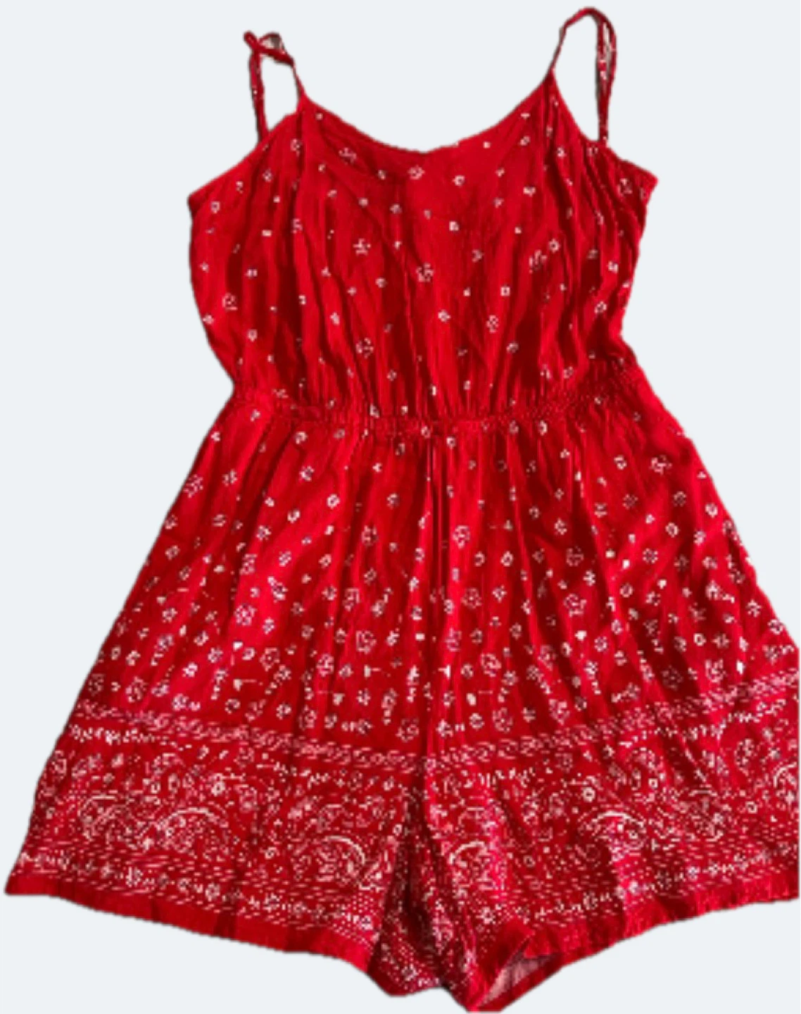 Red Bandana Print Romper - Small