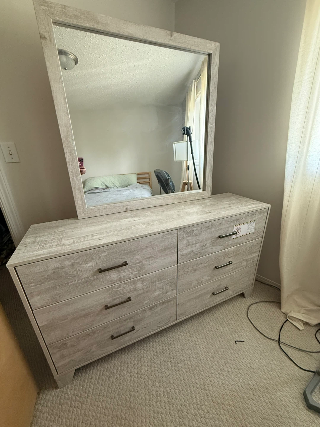 Arbor Bedroom 6-Drawer Dresser Mirror - Driftwood White