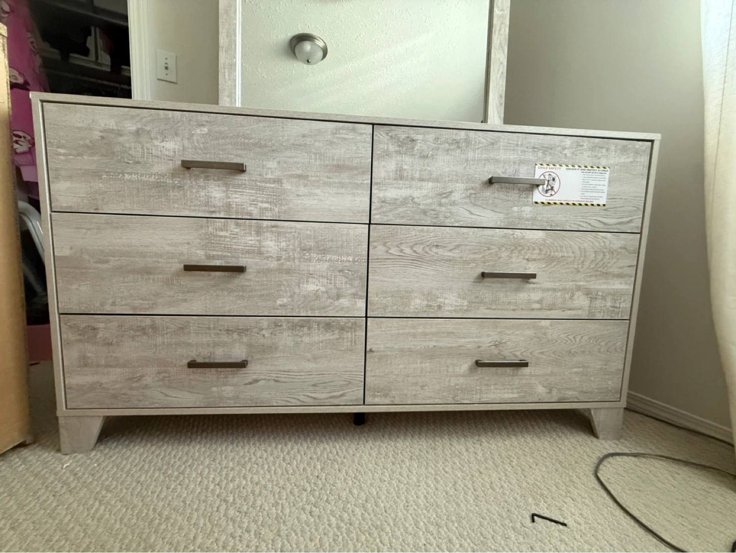 Arbor Bedroom 6-Drawer Dresser Mirror - Driftwood White - photo 2