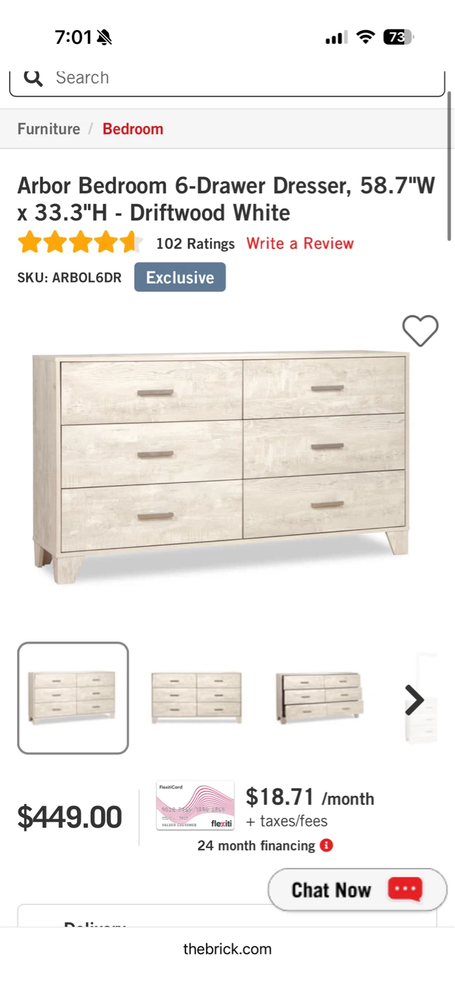 Arbor Bedroom 6-Drawer Dresser Mirror - Driftwood White - photo 3