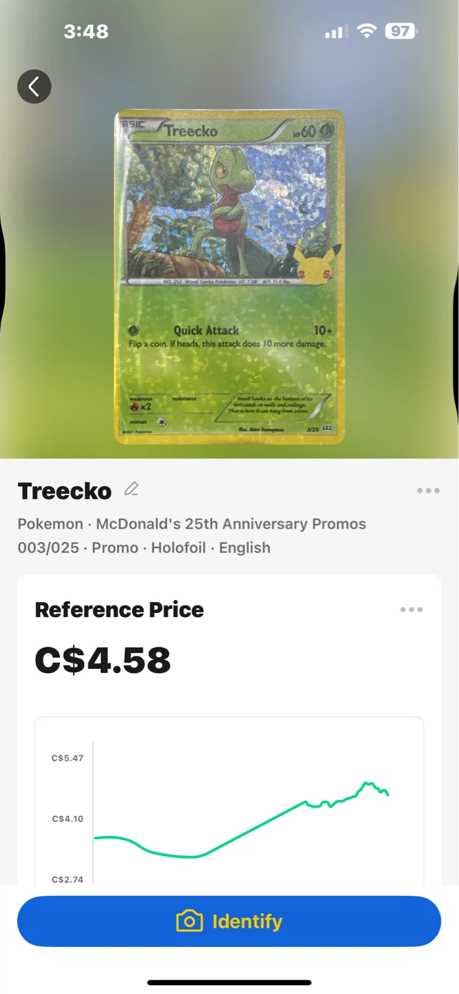 Treecko Pokemon Card - McDonald's 25th Anniversary Promo