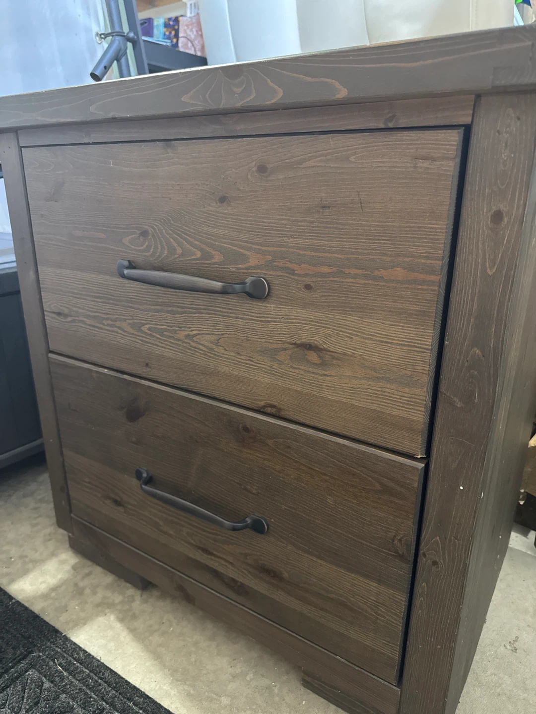 Wooden Nightstand with Two Drawers