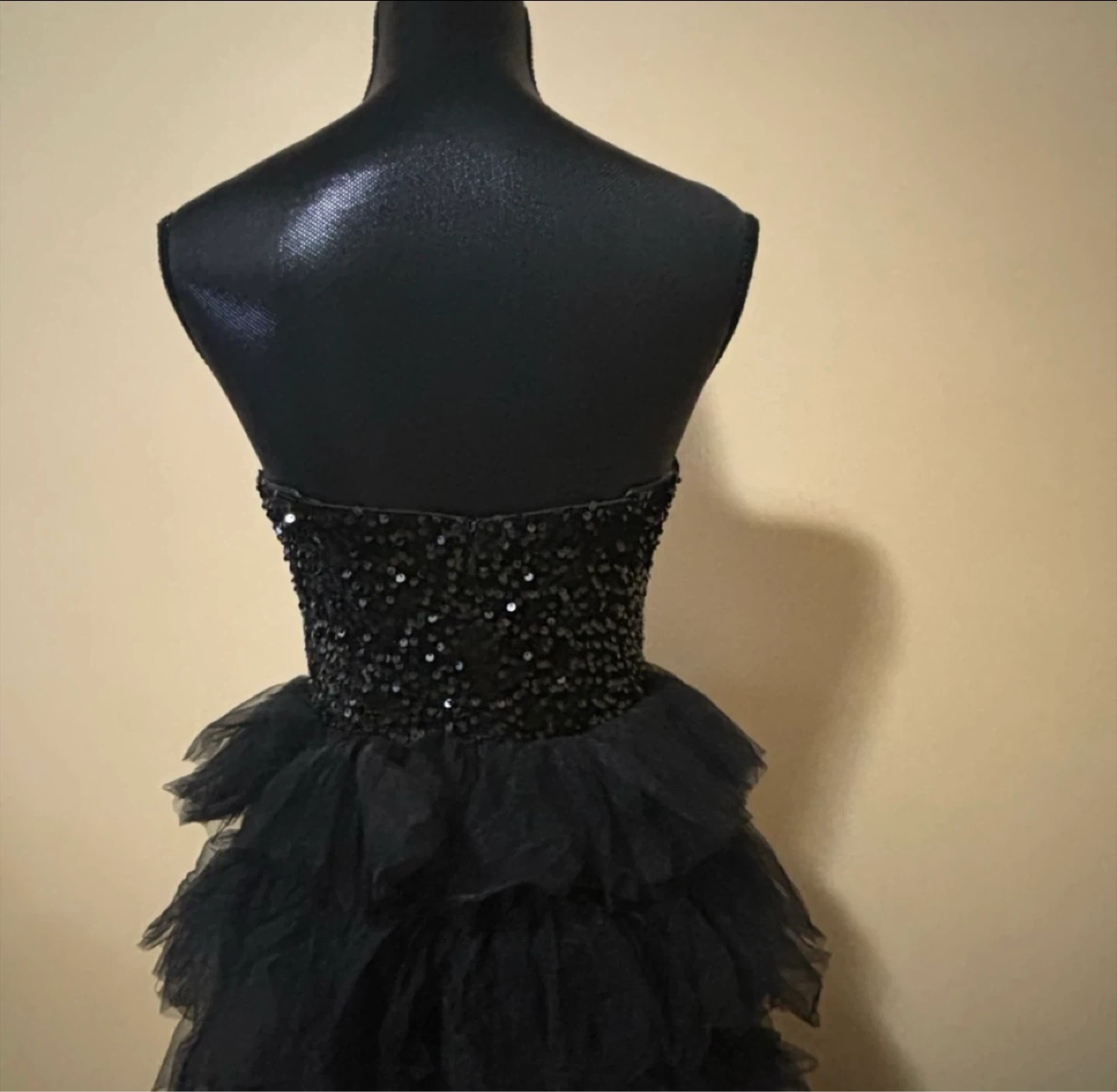 Black Strapless Sequin Tulle Gown - photo 2