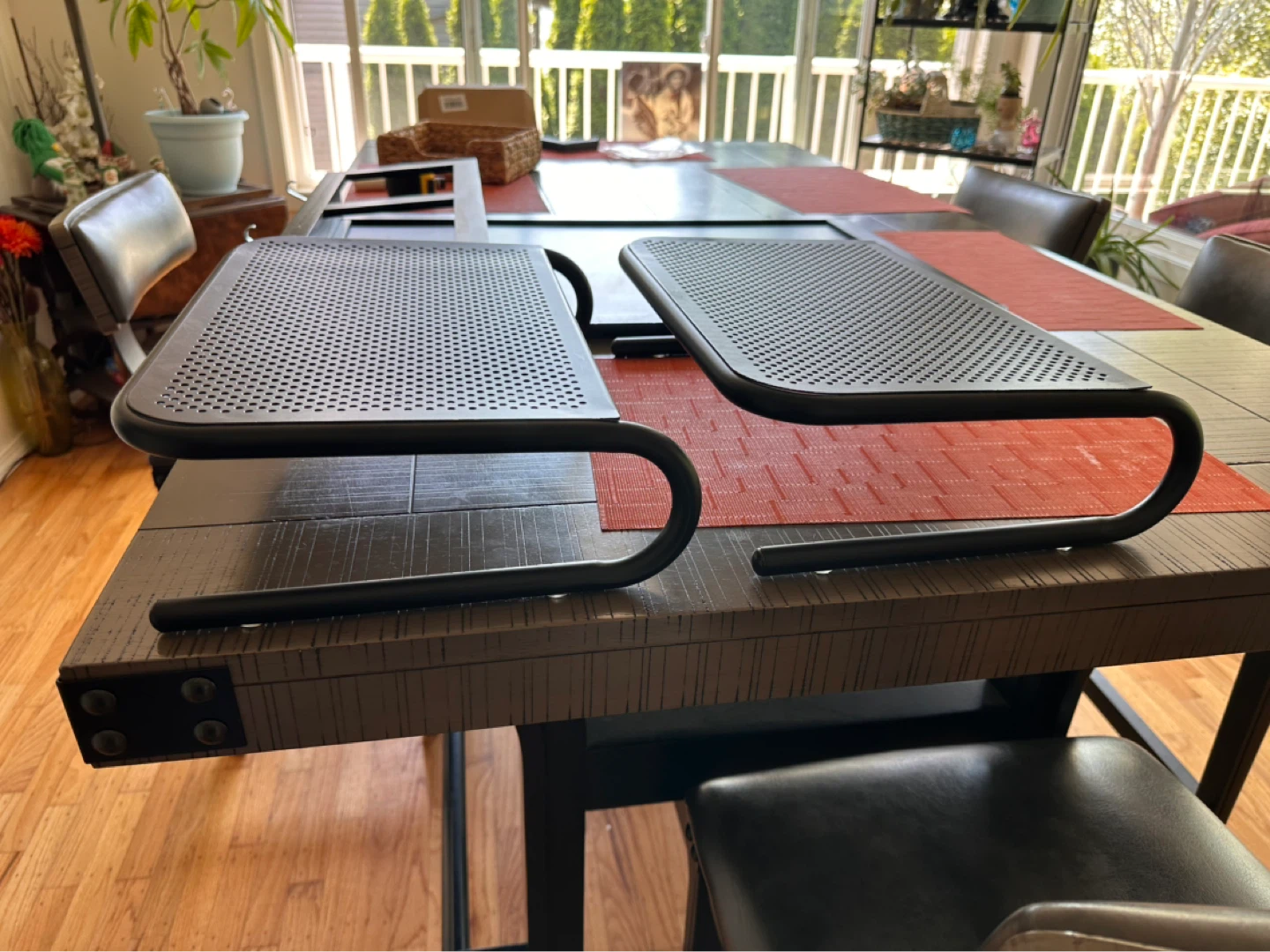 Set of 2 Black Metal Monitor Stands