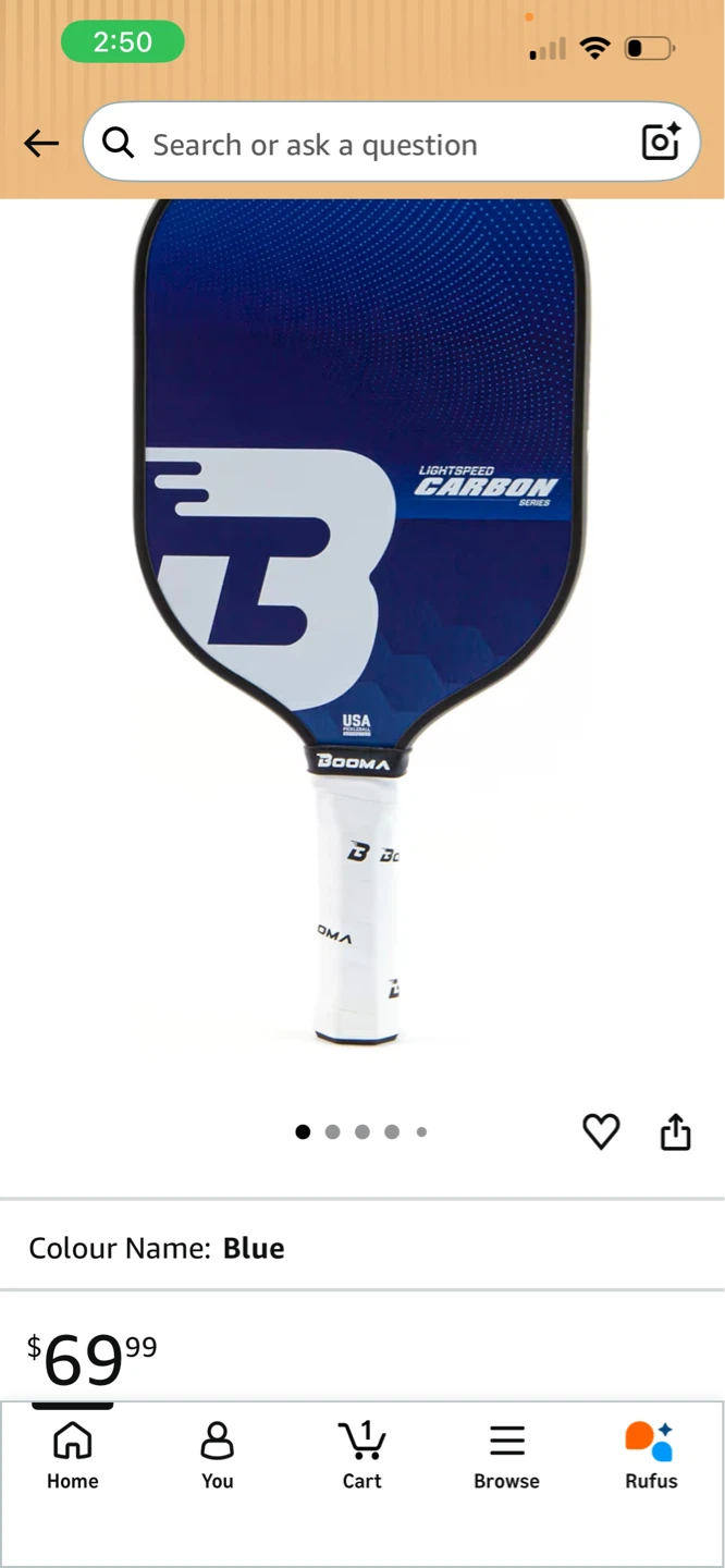 BOOMA Lightspeed Carbon Pickleball Paddle - Blue - photo 2