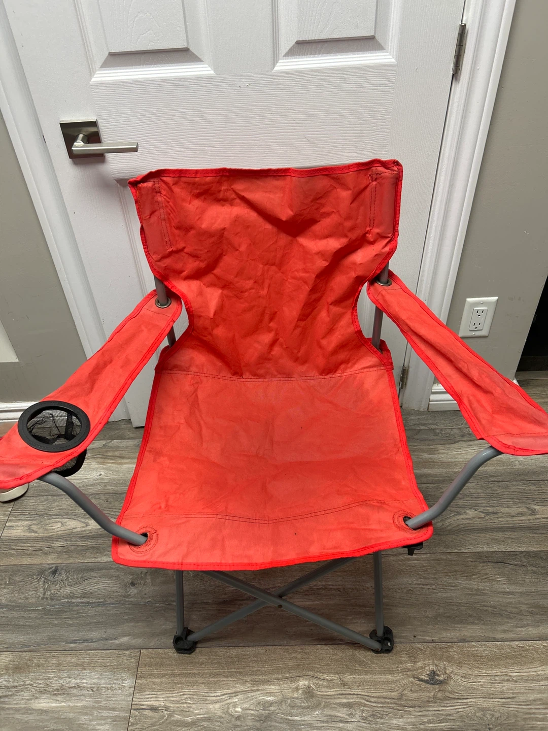 Red Camping Chair with Blue Carry Bag