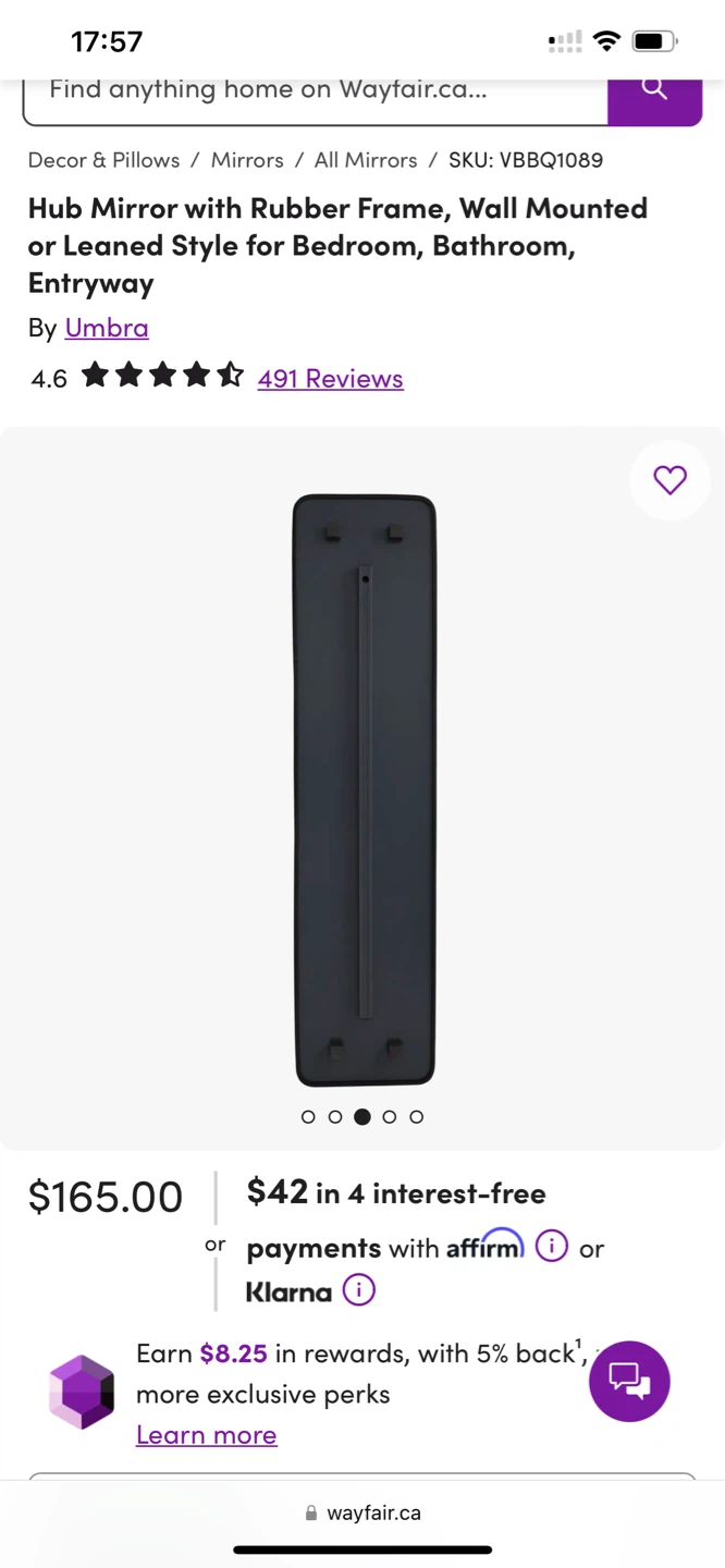 Umbra Hub Leaning Mirror in Black - photo 3
