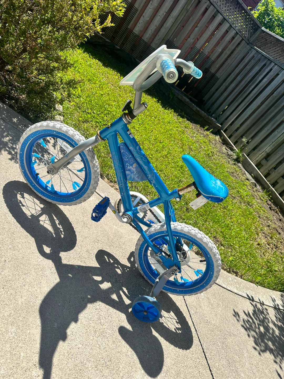 14” girls bike with training wheels