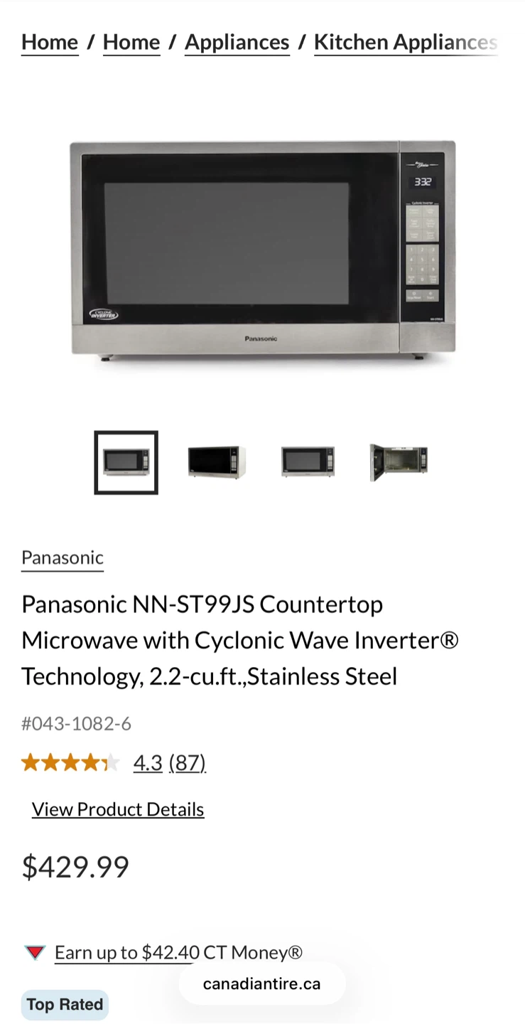 Panasonic NN-ST99JS Countertop Microwave 2.2-cu.ft. - photo 2