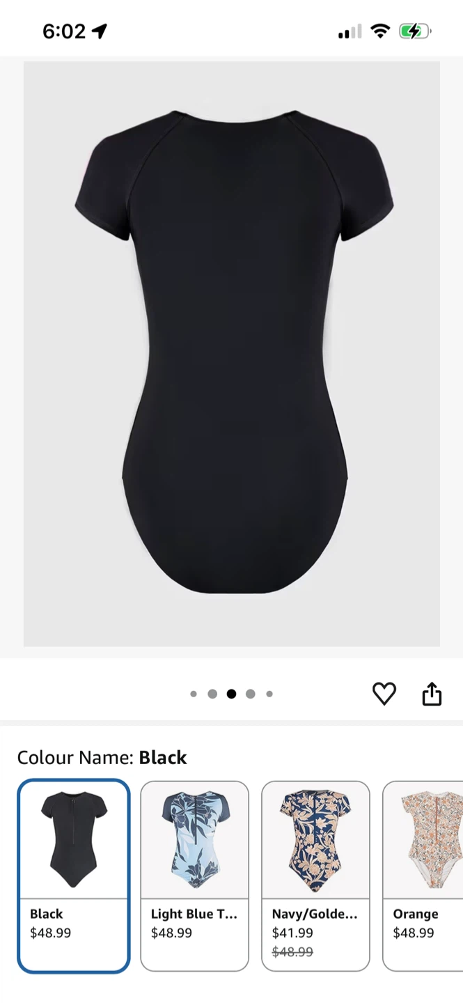 CUPSHE Black Short Sleeve Zip Up One Piece Swimsuit size Large - photo 4