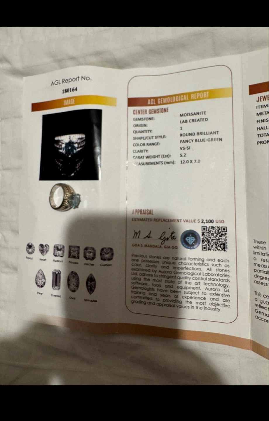 AGL Moissanite Gemological Report - photo 2