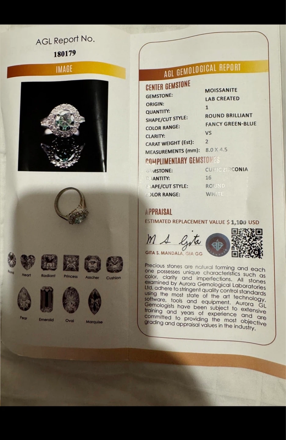 AGL Moissanite Gemological Report