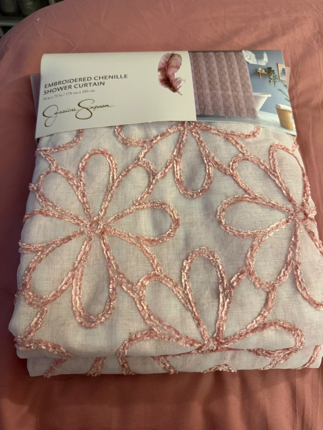 Jessica Simpson Embroidered Chenille Shower Curtain