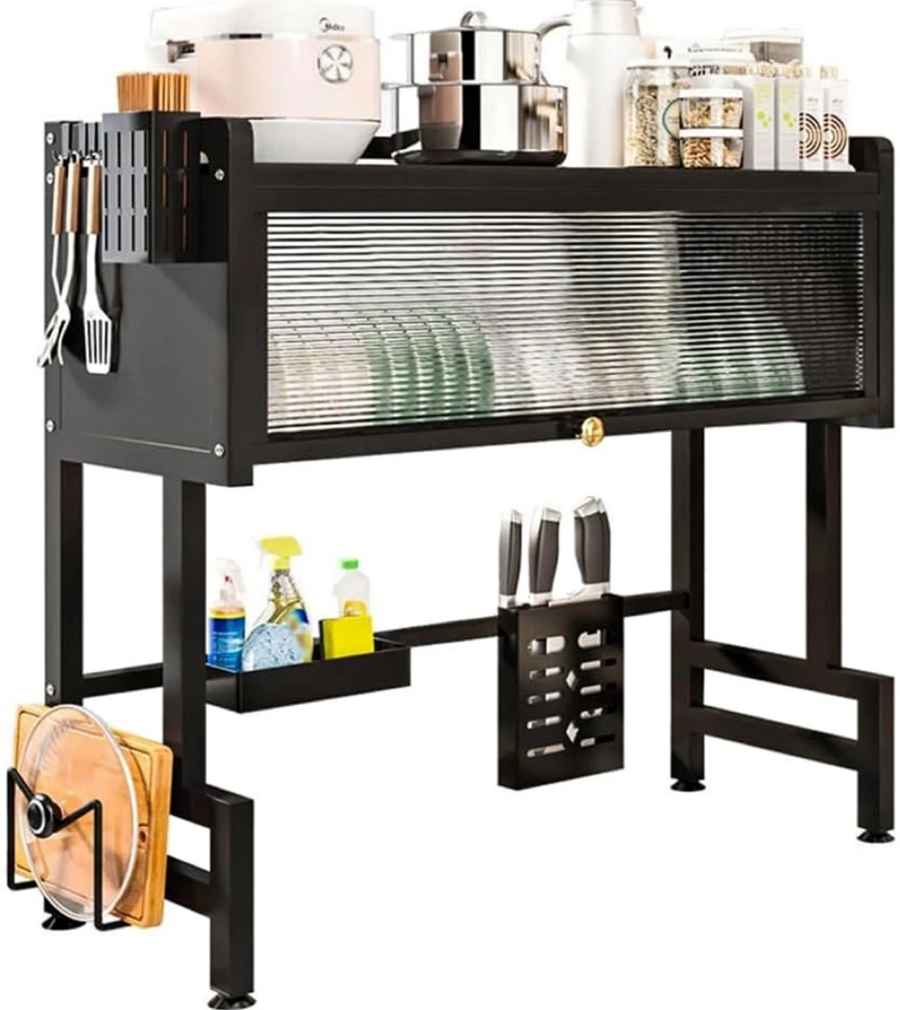Kitchen Dish Rack with Cabinet
