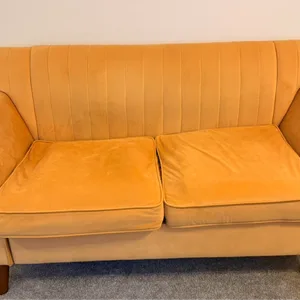Yellow Velvet 2-Seater Sofa