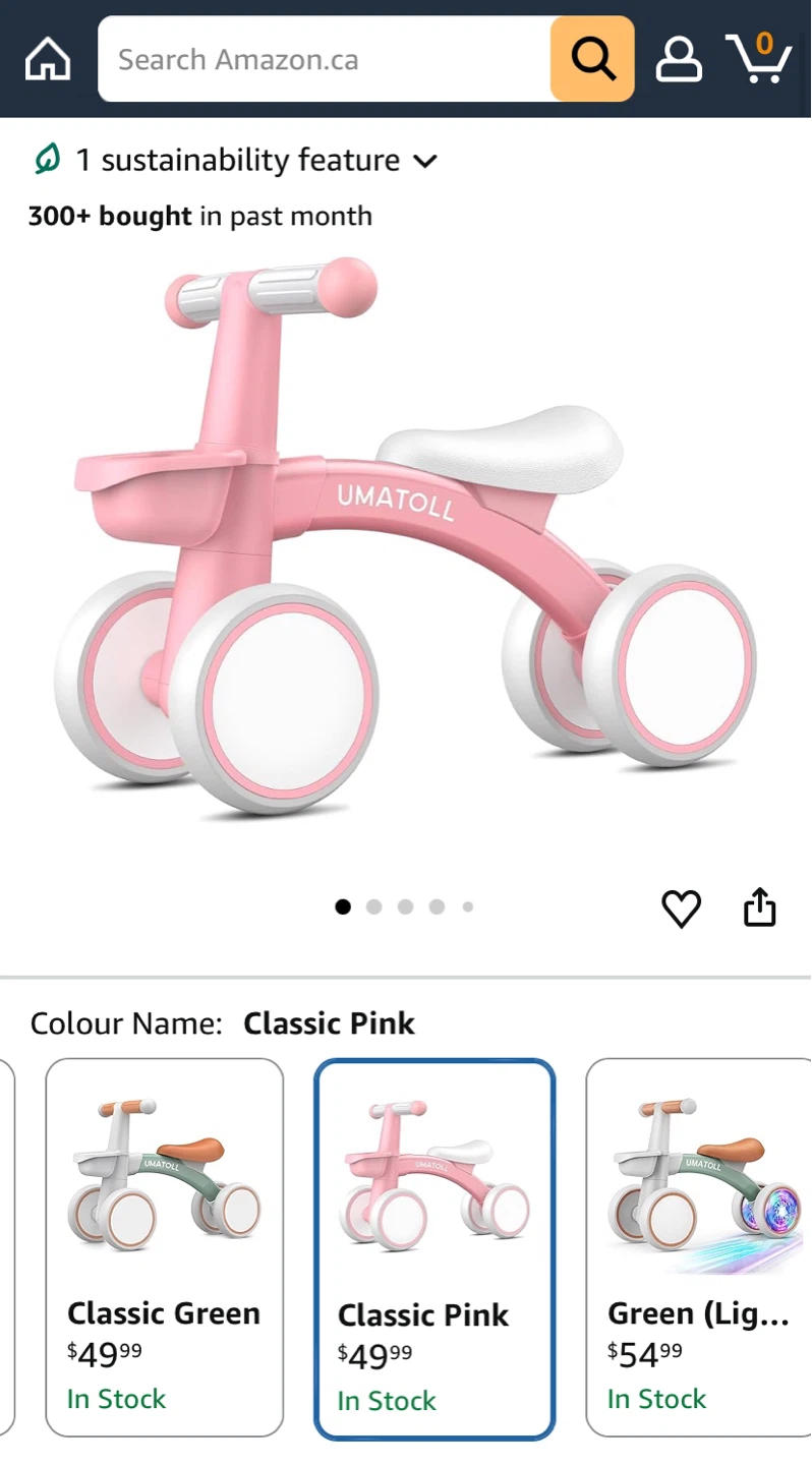 UMATOLL Balance Bike - Pink
