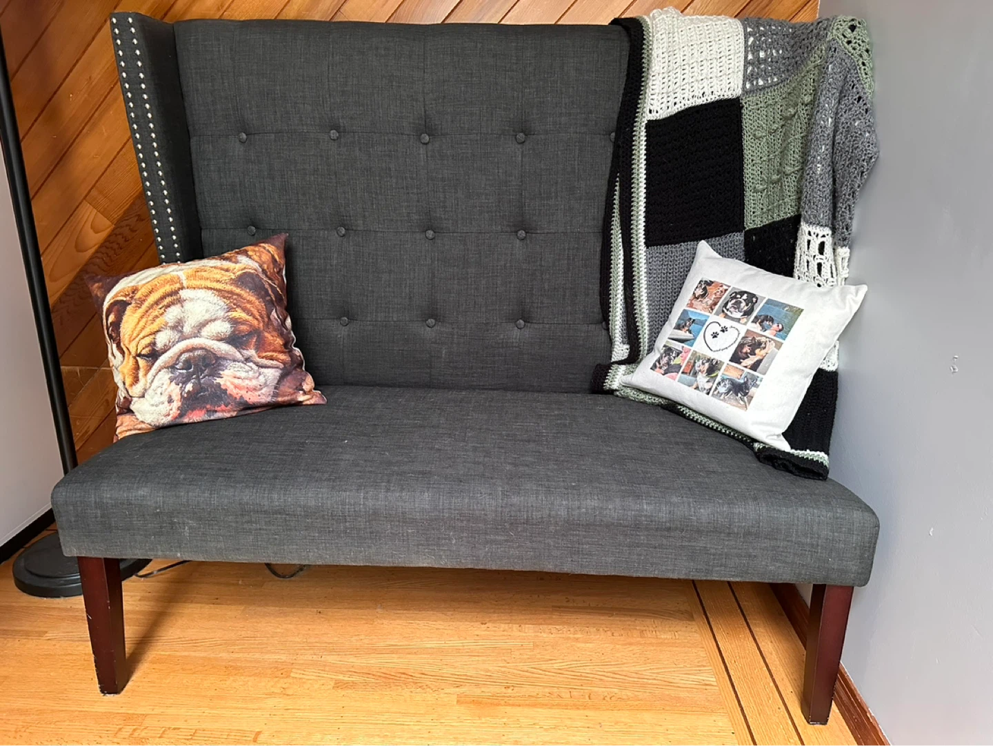 Dark blue Upholstered Loveseat - photo 5