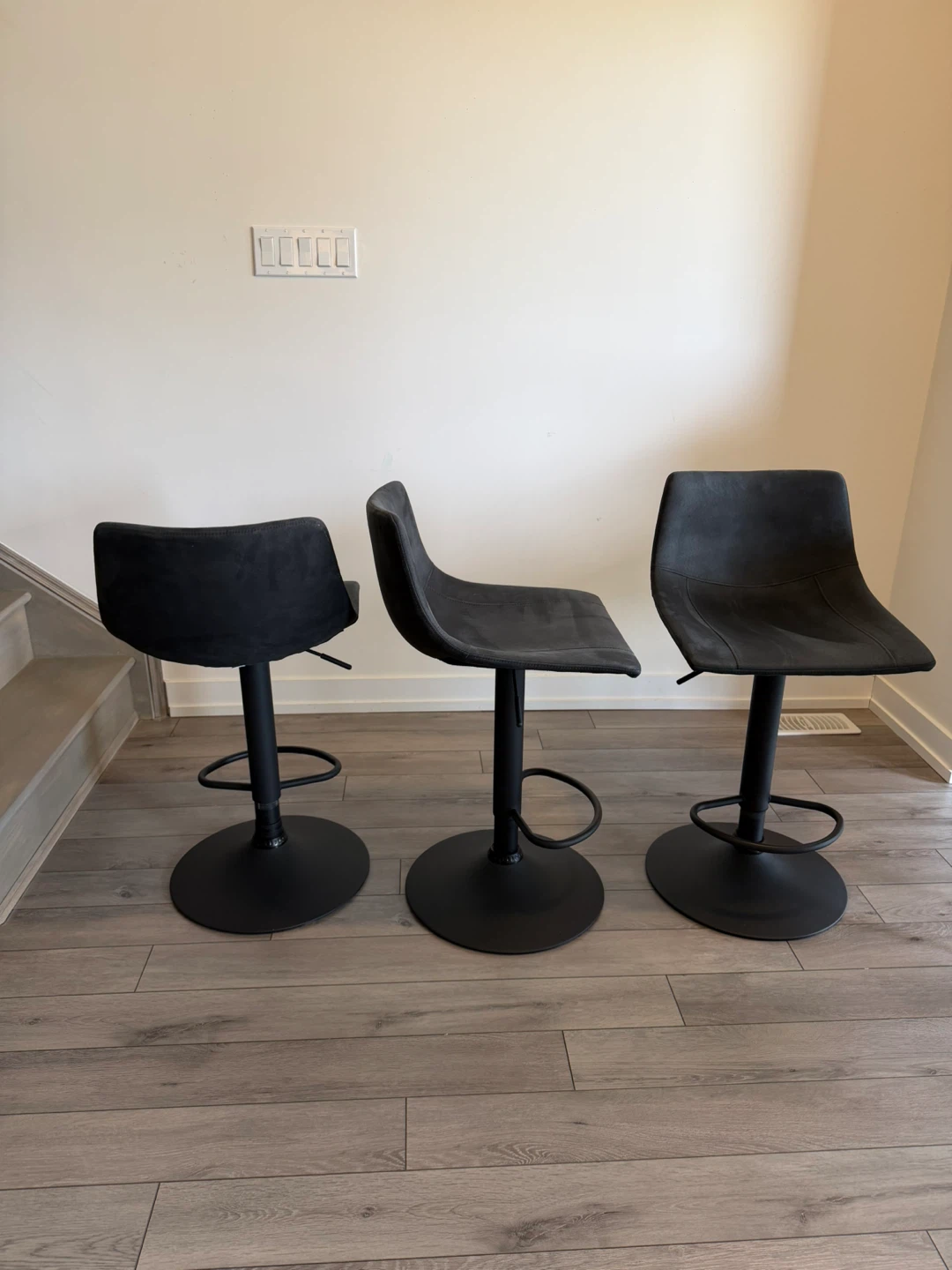 Set of 3 Black Adjustable Bar Stools - photo 3