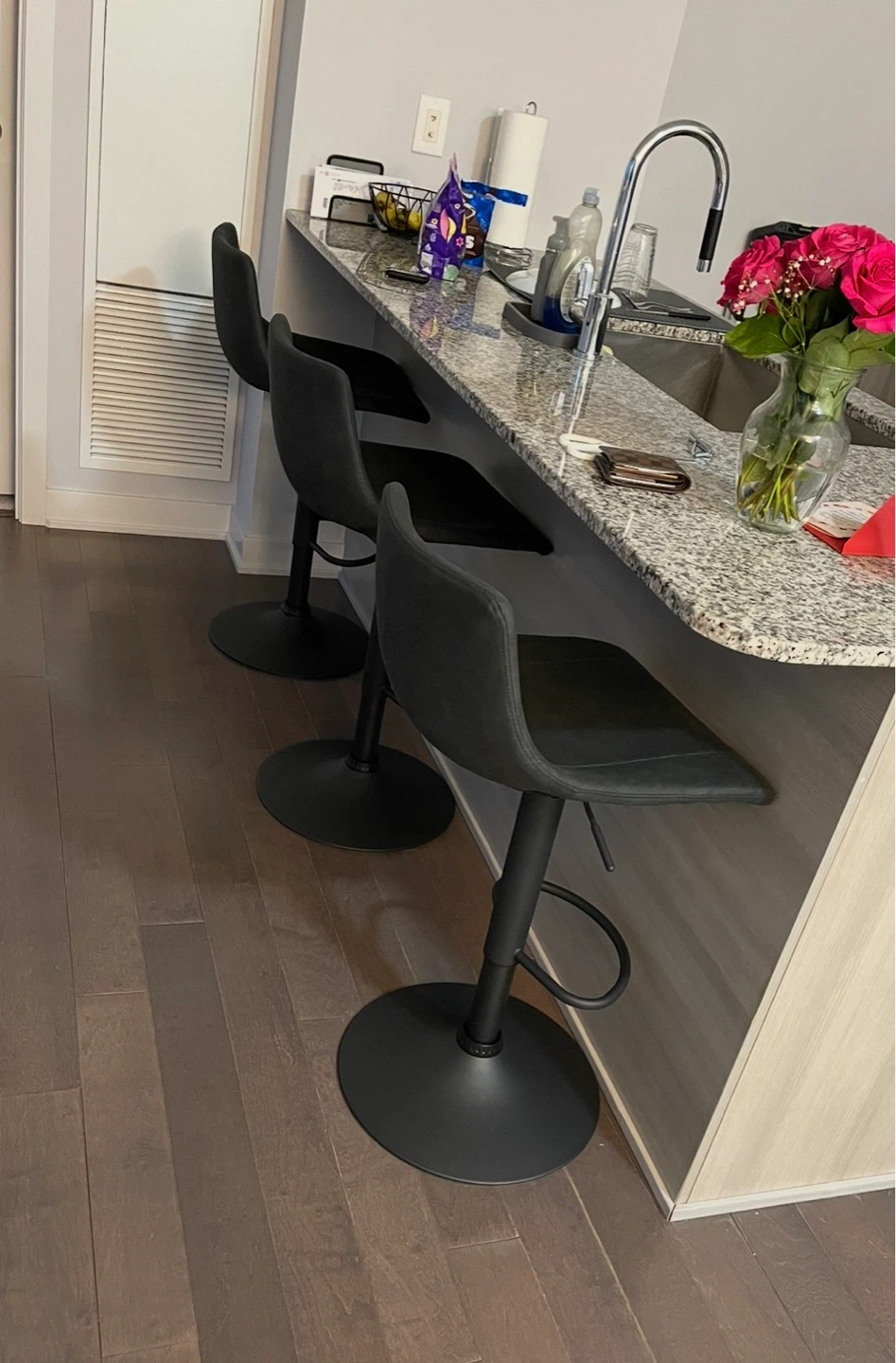 Set of 3 Black Adjustable Bar Stools - photo 4